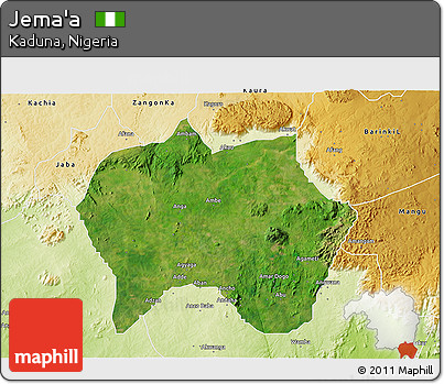 Satellite 3D Map of Jema'a, physical outside