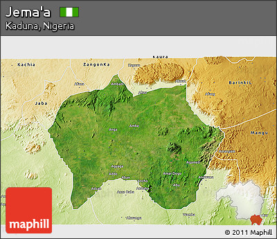 Satellite 3D Map of Jema'a, physical outside
