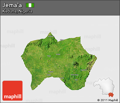 Satellite 3D Map of Jema'a, single color outside
