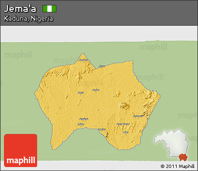 Savanna Style 3D Map of Jema'a, single color outside