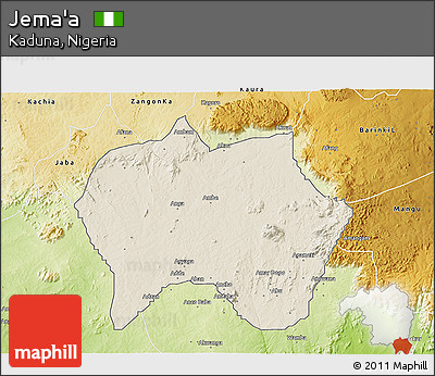 Shaded Relief 3D Map of Jema'a, physical outside