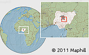 Savanna Style Location Map of Jema'a, highlighted country, highlighted parent region, within the entire country, hill shading