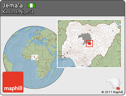 Savanna Style Location Map of Jema'a, highlighted country, highlighted parent region, hill shading