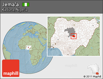 Savanna Style Location Map of Jema'a, highlighted country, highlighted parent region, hill shading