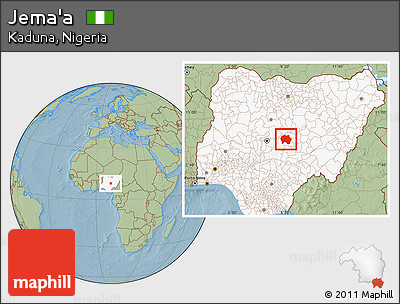Savanna Style Location Map of Jema'a, highlighted country, hill shading
