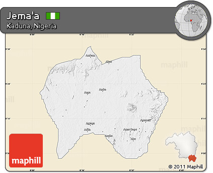 Classic Style Map of Jema'a, single color outside