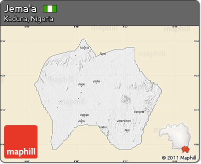 Classic Style Map of Jema'a, single color outside