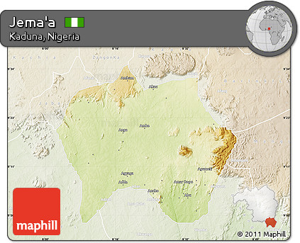 Physical Map of Jema'a, lighten