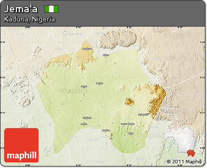Physical Map of Jema'a, lighten