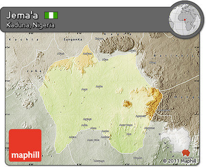 Physical Map of Jema'a, semi-desaturated