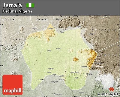 Physical Map of Jema'a, semi-desaturated