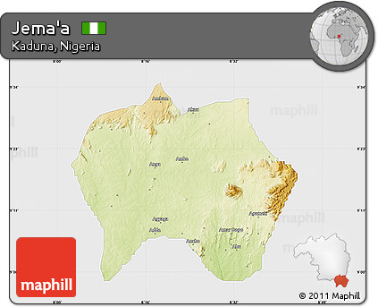 Physical Map of Jema'a, single color outside