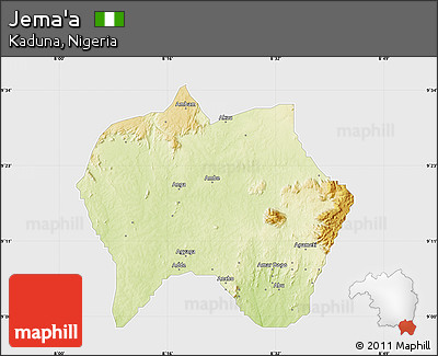Physical Map of Jema'a, single color outside