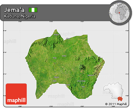 Satellite Map of Jema'a, single color outside