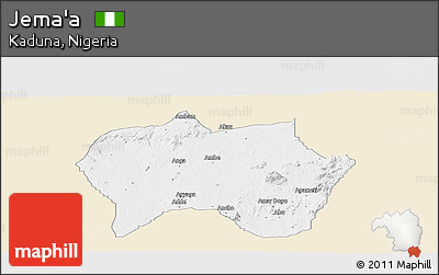 Classic Style Panoramic Map of Jema'a, single color outside