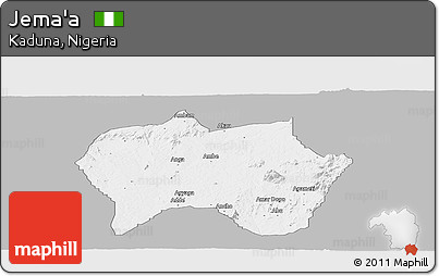Gray Panoramic Map of Jema'a, single color outside