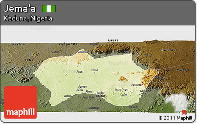 Physical Panoramic Map of Jema'a, darken