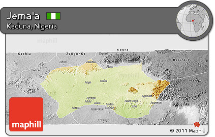 Physical Panoramic Map of Jema'a, desaturated