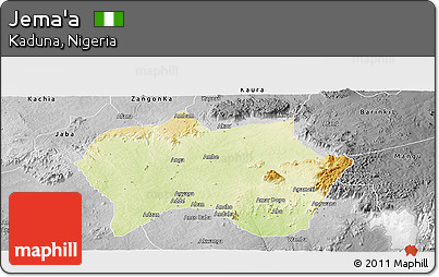 Physical Panoramic Map of Jema'a, desaturated