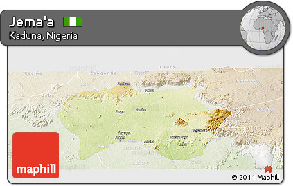 Physical Panoramic Map of Jema'a, lighten