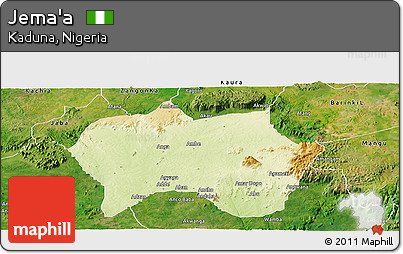 Physical Panoramic Map of Jema'a, satellite outside