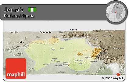 Physical Panoramic Map of Jema'a, semi-desaturated