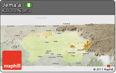 Physical Panoramic Map of Jema'a, semi-desaturated