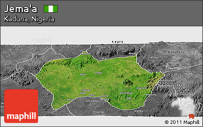 Satellite Panoramic Map of Jema'a, desaturated