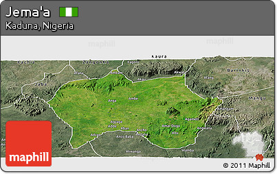 Satellite Panoramic Map of Jema'a, semi-desaturated