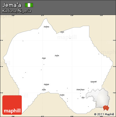 Classic Style Simple Map of Jema'a, single color outside