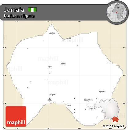 Classic Style Simple Map of Jema'a, single color outside