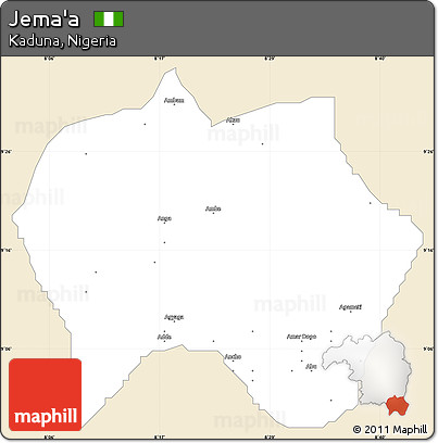 Classic Style Simple Map of Jema'a, single color outside