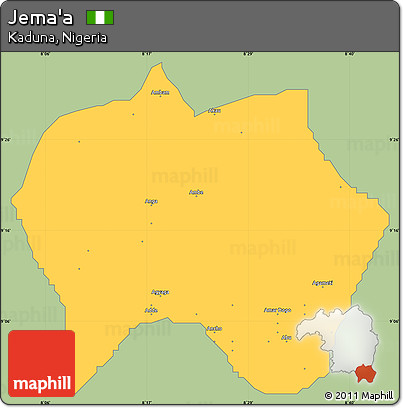Savanna Style Simple Map of Jema'a, single color outside