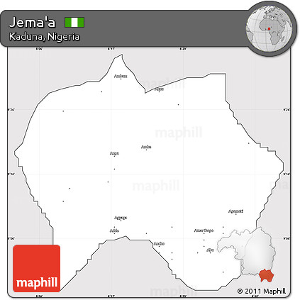 Silver Style Simple Map of Jema'a, cropped outside