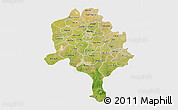 Satellite 3D Map of Kano, single color outside