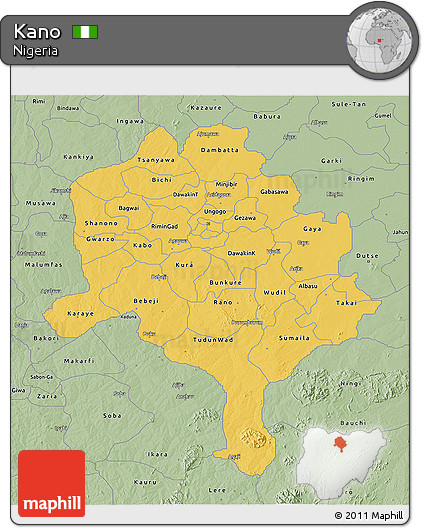 Savanna Style 3D Map of Kano