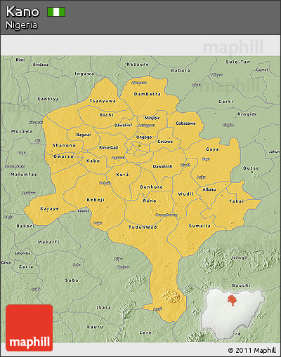 Savanna Style 3D Map of Kano