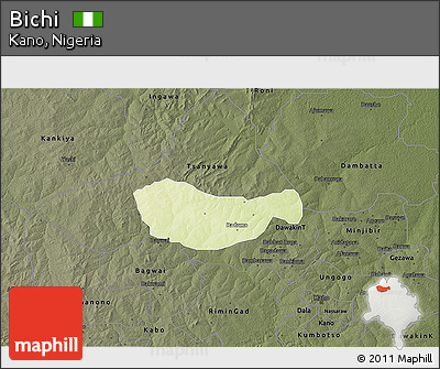 Physical 3D Map of Bichi, darken