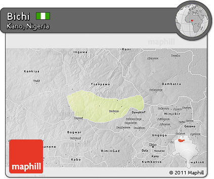 Physical 3D Map of Bichi, desaturated