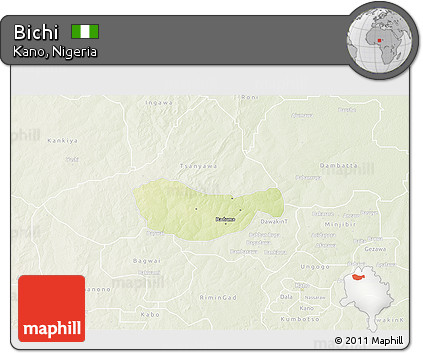 Physical 3D Map of Bichi, lighten