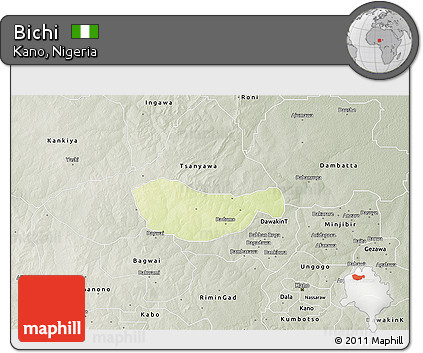 Physical 3D Map of Bichi, semi-desaturated