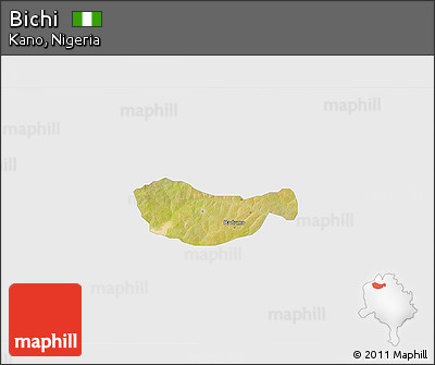 Satellite 3D Map of Bichi, single color outside