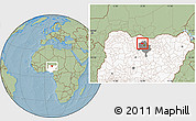 Savanna Style Location Map of Bichi, highlighted country, highlighted parent region, hill shading