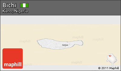 Classic Style Panoramic Map of Bichi, single color outside