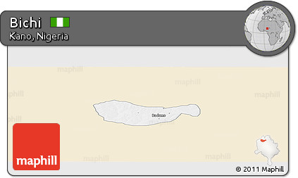 Classic Style Panoramic Map of Bichi, single color outside
