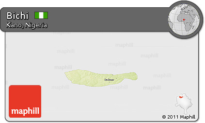 Physical Panoramic Map of Bichi, single color outside