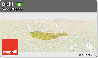 Satellite Panoramic Map of Bichi, lighten