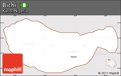 Classic Style Simple Map of Bichi, cropped outside