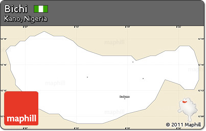 Classic Style Simple Map of Bichi, single color outside