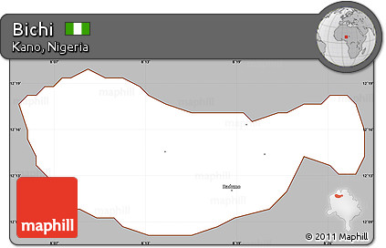 Gray Simple Map of Bichi, cropped outside